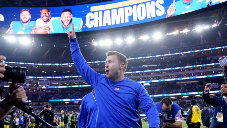 Sean McVay of the Los Angeles Rams celebrates