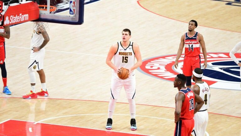 Nikola Jokic attempts a free throw in a past game.