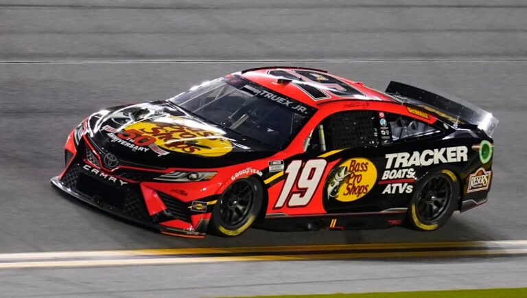 Martin Truex Jr. runs during qualifying for the NASCAR Daytona 500 auto race Wednesday, Feb. 16, 2022, at Daytona International Speedway in Daytona Beach, Fla. (AP Photo/Chris O'Meara)