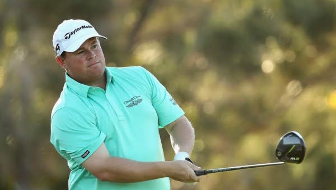 Conrad Shindler tees off at a recent tournament.