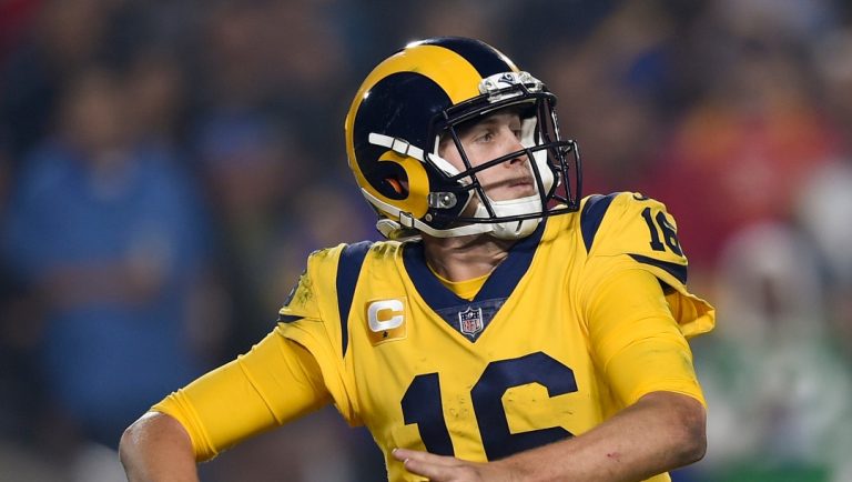 Los Angeles Rams quarterback Jared Goff in action during the second half of an NFL football game against the Kansas City Chiefs, Monday, Nov. 19, 2018, in Los Angeles. (AP Photo/Kelvin Kuo)