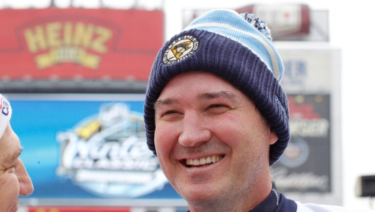 Pittsburgh Penguins hall of famer Mario Lemieux (66) is interviewed after an exhibition NHL hockey game between Penguins and Washington Capitals alumni on an outdoor rink in Heinz Field in Pittsburgh Friday, Dec. 31, 2010. The game ended tied at 5-5.