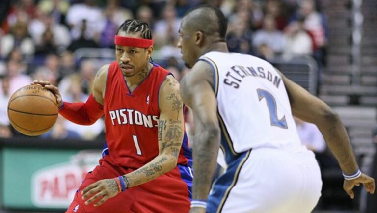 Allen Iverson as a member of the Pistons against DeShawn Stevenson