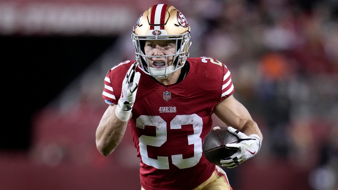 San Francisco 49ers running back Christian McCaffrey runs