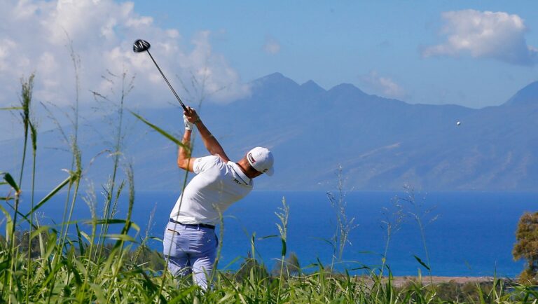 FILE - In this Jan. 7, 2016, file photo, Justin Thomas hits from the seventh tee during the first round of the Tournament of Champions golf tournament at Kapalua Plantation Course on Kapalua, Hawaii. With a new five-year sponsorship deal with Sentry Insurance, the PGA Tour strengthened its commitment to start the new year in Hawaii. (AP Photo/Matt York, File)