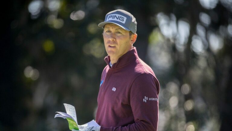 Seamus Power, of Ireland, plans his shot on third tee during the second round of the RSM Classic golf tournament, Friday, Nov. 18, 2022, in St. Simons Island, Ga.