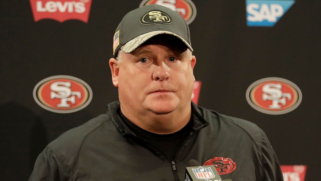 Then-San Francisco 49ers head coach Chip Kelly speaks
