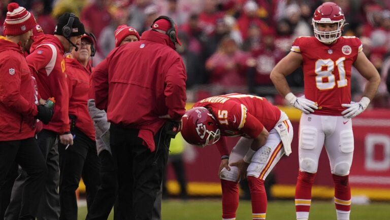 Patrick Mahomes suffered a possible injury during the first half of a divisional home playoff game against the Jaguars.
