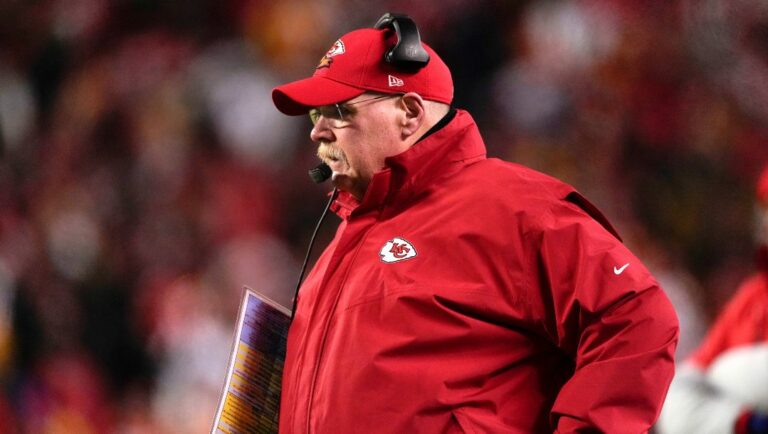 Kansas City Chiefs head coach Andy Reid watches from the sideline during the first half of the NFL AFC Championship playoff football game against the Cincinnati Bengals, Sunday, Jan. 29, 2023, in Kansas City, Mo.