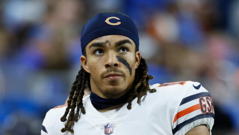 Chicago Bears wide receiver Chase Claypool (10) during the second half of an NFL football game against the Detroit Lions, Sunday, Jan. 1, 2023, in Detroit.