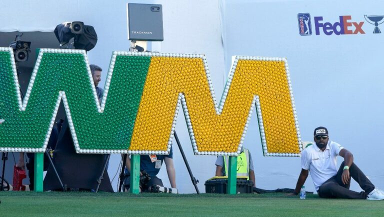 Sahith Theegala chills out as he takes a moment to himself on the 17th hole during the third round of the Phoenix Open golf tournament Saturday, Feb. 12, 2022, in Scottsdale, Ariz.