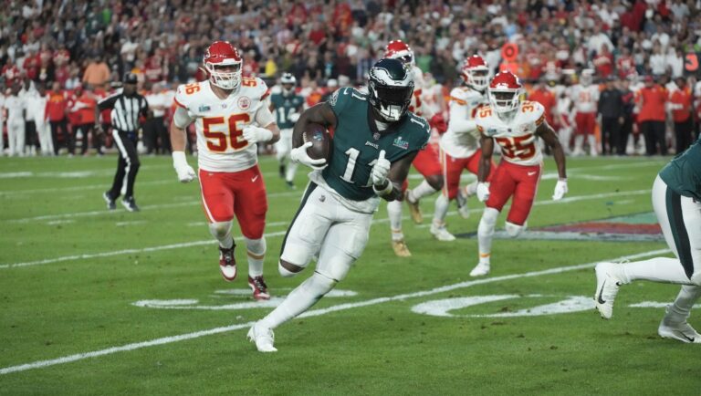 Philadelphia Eagles wide receiver A.J. Brown (11) runs