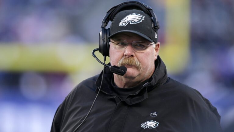 Then-Philadelphia Eagles head coach Andy Reid watches