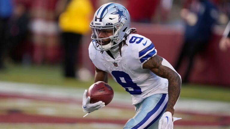 Dallas Cowboys' KaVontae Turpin during an NFL divisional round playoff football game against the San Francisco 49ers in Santa Clara, Calif., Sunday, Jan. 22, 2023. (AP Photo/Tony Avelar)