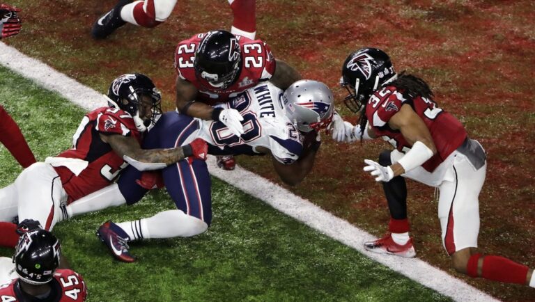 The Patriots' infamous 28-3 comeback remains the largest reversal in Super Bowl history.
