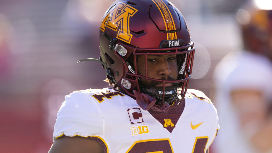 Minnesota running back Mohamed Ibrahim warms up before playing in an NCAA college football game against Nebraska Saturday, Nov. 5, 2022, in Lincoln, Neb. Minnesota plays Syracuse in the Pinstripe Bowl on Thursday, Dec. 29.
