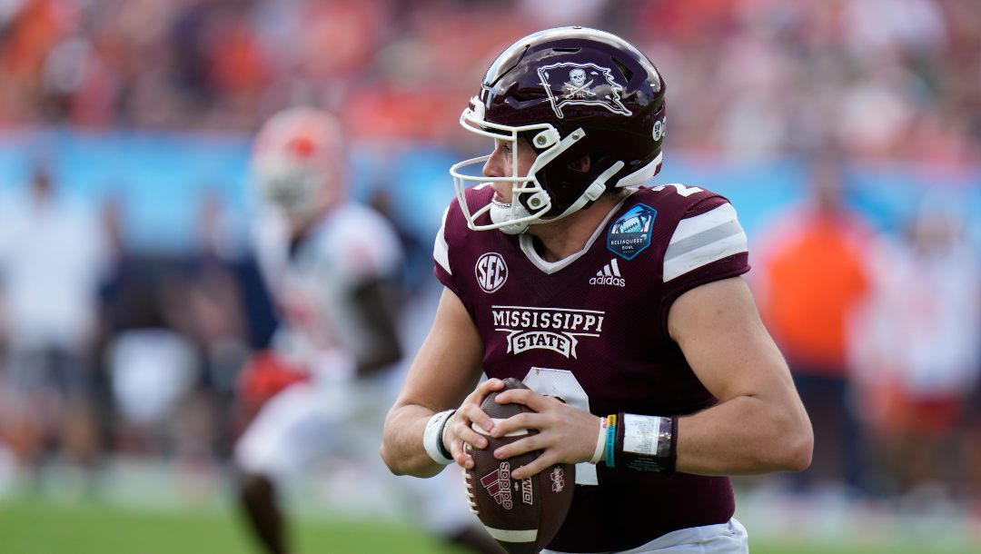 Mississippi State quarterback Will Rogers against Illinois during the first half of the ReliaQuest Bowl NCAA college football game Monday, Jan. 2, 2023, in Tampa, Fla.