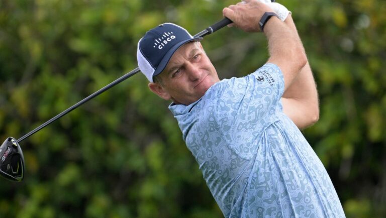 Brendon Todd watches his tee shot on the ninth hole during the second round of the Arnold Palmer Invitational golf tournament, Friday, March 3, 2023, in Orlando, Fla.
