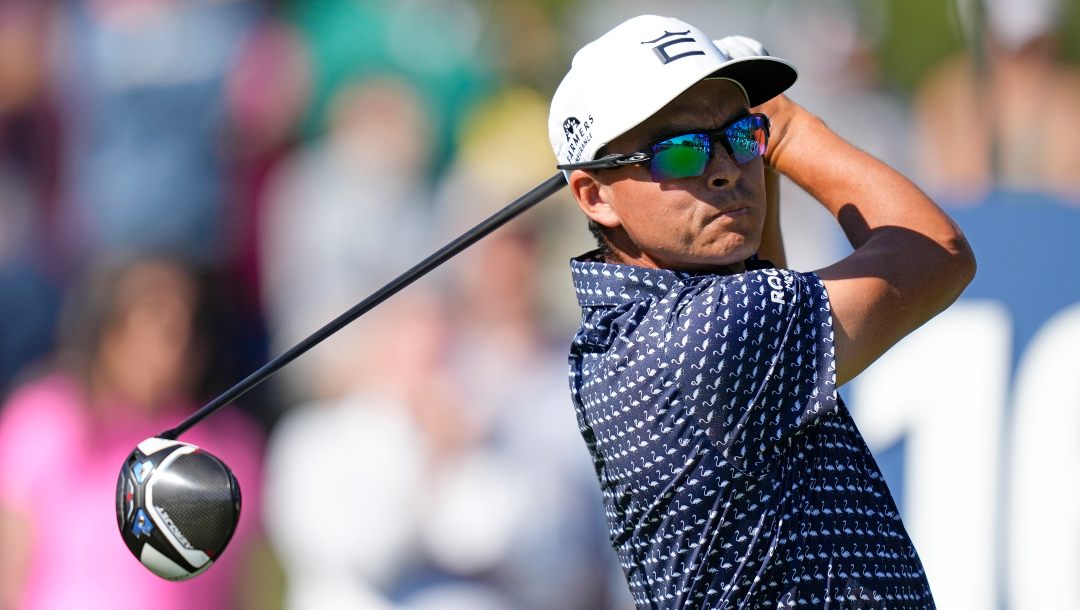 Rickie Fowler hits his drive from the 16th tee during the third round of the Players Championship golf tournament Saturday, March 11, 2023, in Ponte Vedra Beach, Fla.