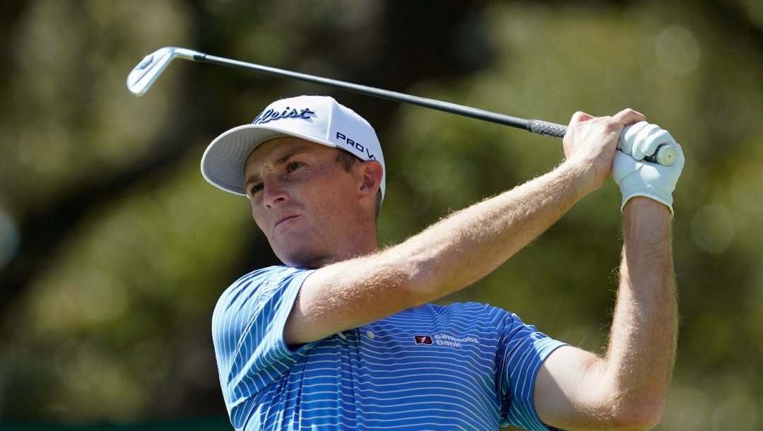 Will Zalatoris watches his shot from the tenth tee during the third round of the Dell Technologies Match Play Championship golf tournament, Friday, March 25, 2022, in Austin, Texas.