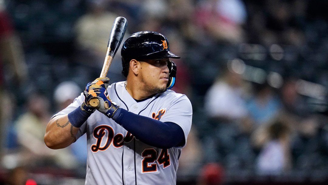 Detroit Tigers' Miguel Cabrera steps in to bat against the Arizona Diamondbacks during the ninth inning of a baseball game Sunday, June 26, 2022, in Phoenix. The Diamondbacks won 11-7.