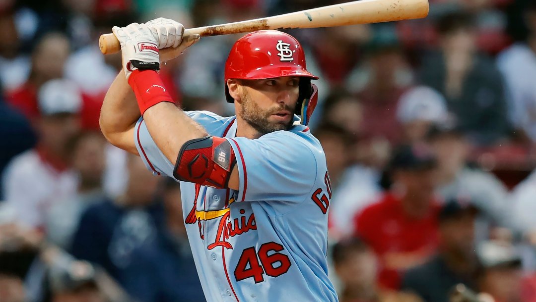 St. Louis Cardinals' Paul Goldschmidt plays against the Boston Red Sox during the first inning of a baseball game, Saturday, June 18, 2022, in Boston.