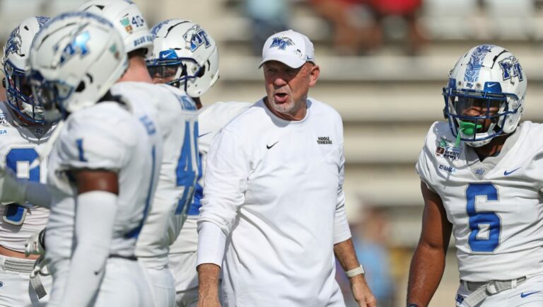 Middle Tennessee head coach Rick Stockstill is seen on the field before the start of the Hawaii Bowl NCAA college football game against San Diego State, Saturday, Dec. 24, 2022, in Honolulu.