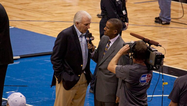 San Antonio Spurs vs Orlando Magic, postgame interview with Spurs head coach Gregg Popovich, December 2010, Orlando, Florida.