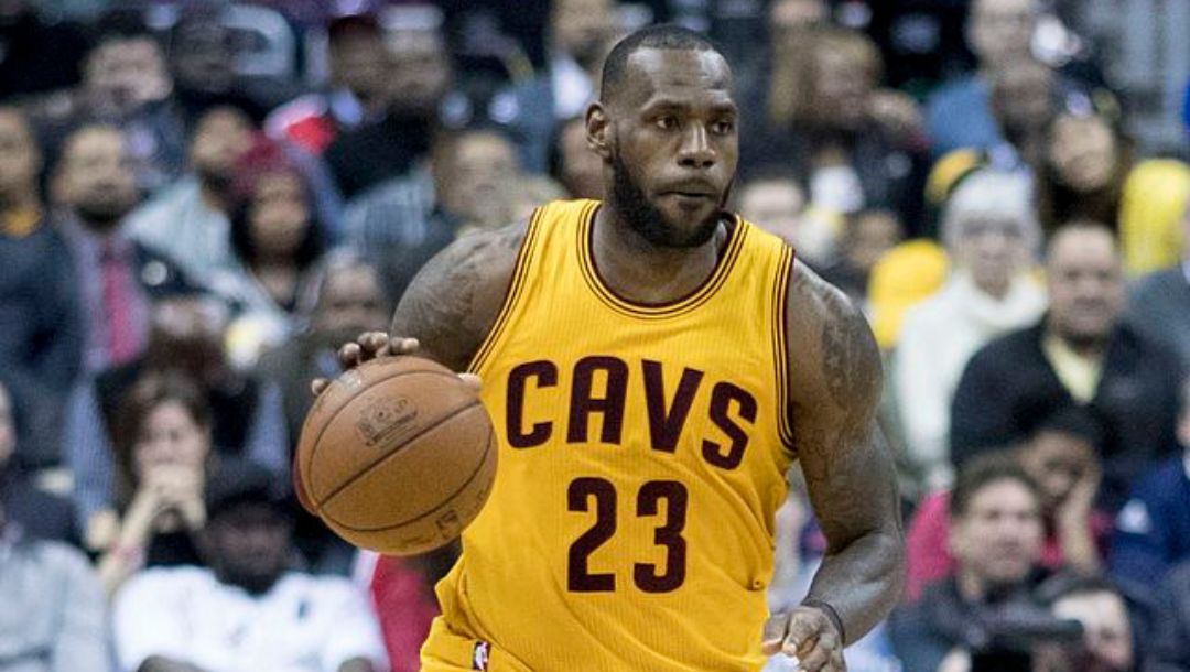 LeBron James of the Cleveland Cavaliers in action against the Washington Wizards during a game on February 6, 2017.