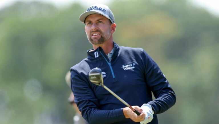 Webb Simpson tees off on the second hole during the final round of the Valspar Championship golf tournament Sunday, March 19, 2023, at Innisbrook in Palm Harbor, Fla.