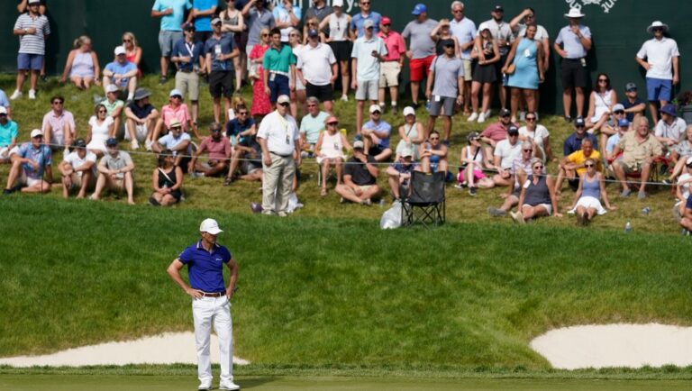 Billy Horschel stands on the 14th green during the final round of the Memorial golf tournament Sunday, June 5, 2022, in Dublin, Ohio.
