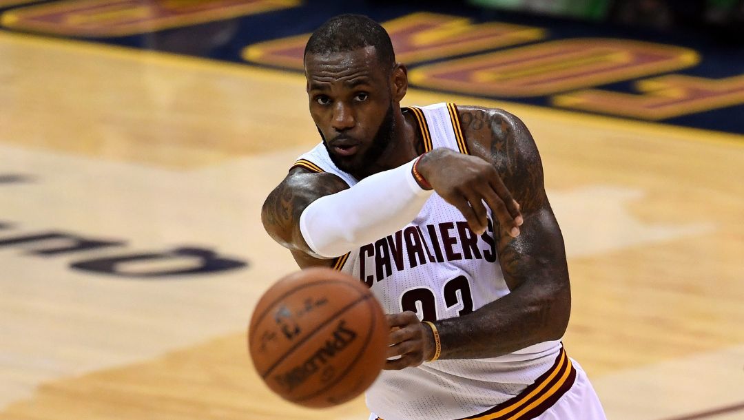 LeBron James #23 of the Cleveland Cavaliers passes the ball during the first half against the Golden State Warriors in Game 6.