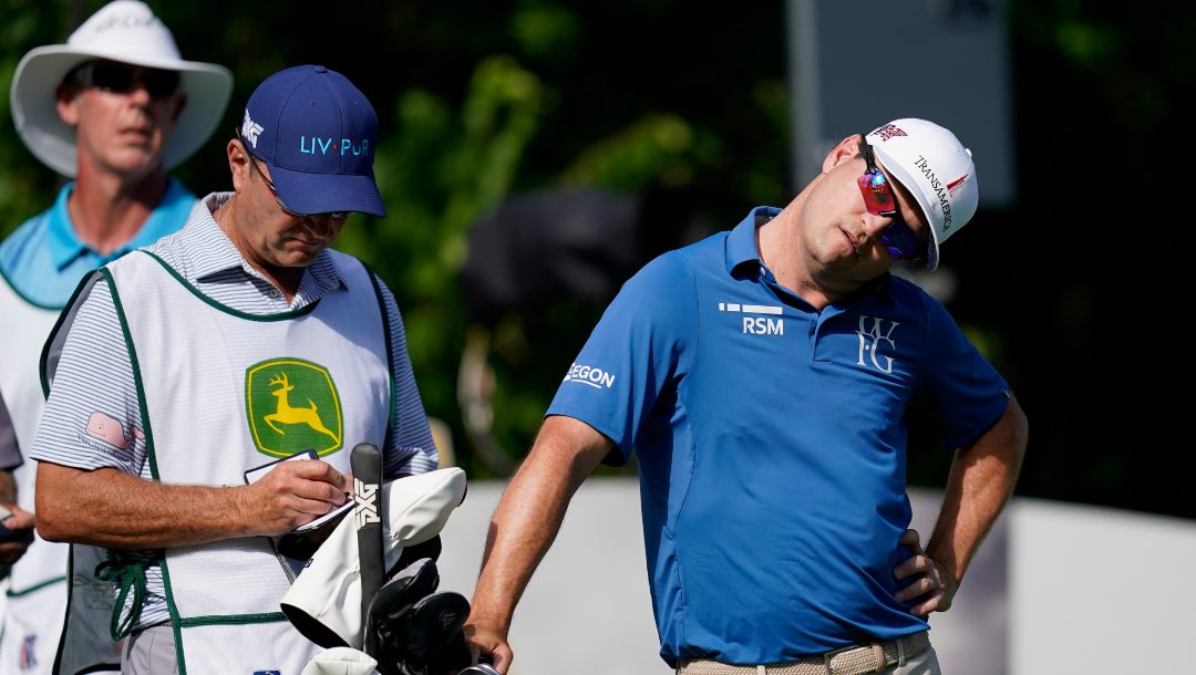 Zach Johnson waits to hit off the 16th tee during the first round of the John Deere Classic golf tournament, Thursday, June 30, 2022, at TPC Deere Run in Silvis, Ill.