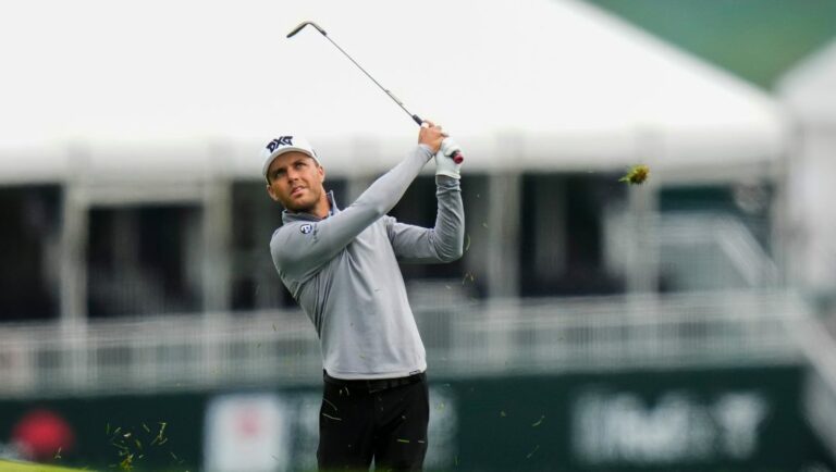 Eric Cole hits off the second fairway during the second round of the Travelers Championship golf tournament at TPC River Highlands, Friday, June 23, 2023, in Cromwell, Conn.
