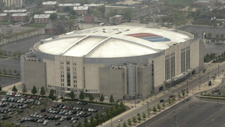 This is an aerial photograph of the United Center taken Monday, May 1, 2006, in Chicago.