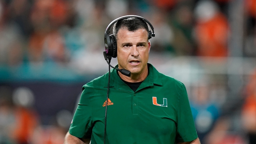 Miami head coach Mario Cristobal watches during the first half of an NCAA college football game against Florida State, Saturday, Nov. 5, 2022, in Miami Gardens, Fla.