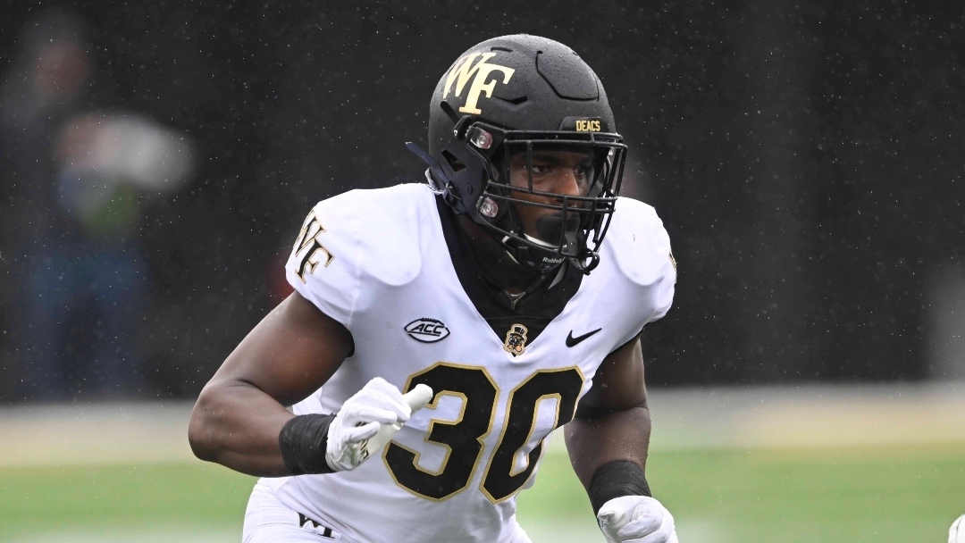 Wake Forest defensive lineman Jasheen Davis (30) plays against Vanderbilt during an NCAA college football game on Saturday, Sept. 10, 2022, in Nashville, TN.