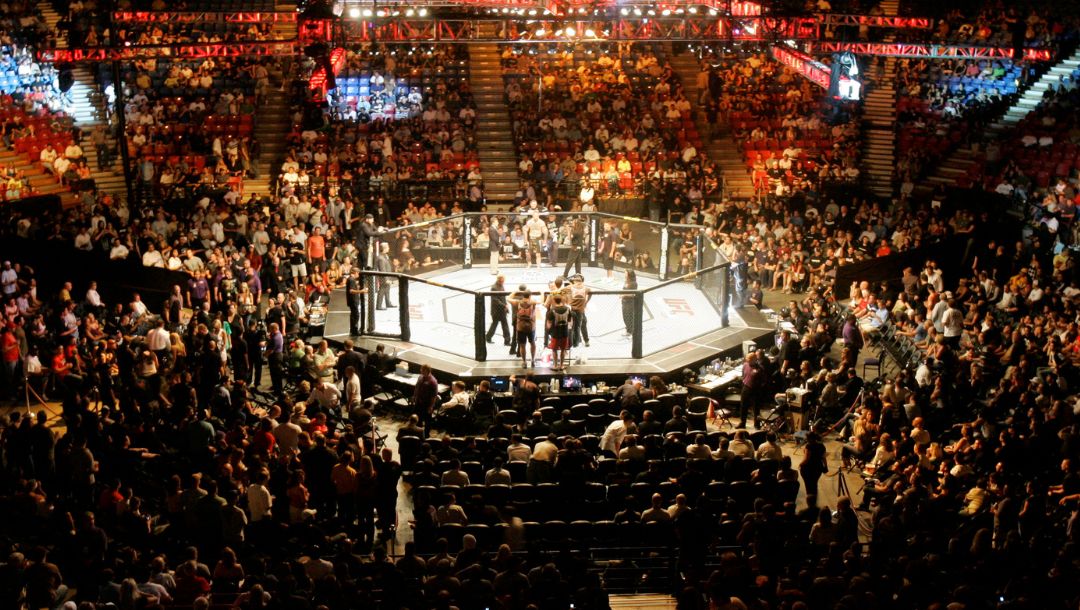 Stephan Bonnar and Mike Nickels in the ring before their fight at Ultimate Fighting Championship 73 on Saturday, July 7, 2007.