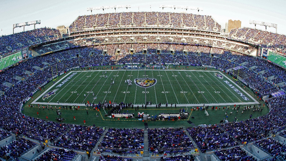FILE - This is a general view of M&T Bank Stadium in the second half of an NFL football game between the Baltimore Ravens and the Indianapolis Colts in Baltimore, Sunday, Dec. 11, 2011. There are 23 venues bidding to host soccer matches at the 2026 World Cup in the United States, Mexico and Canada. (AP Photo/Patrick Semansky, File)