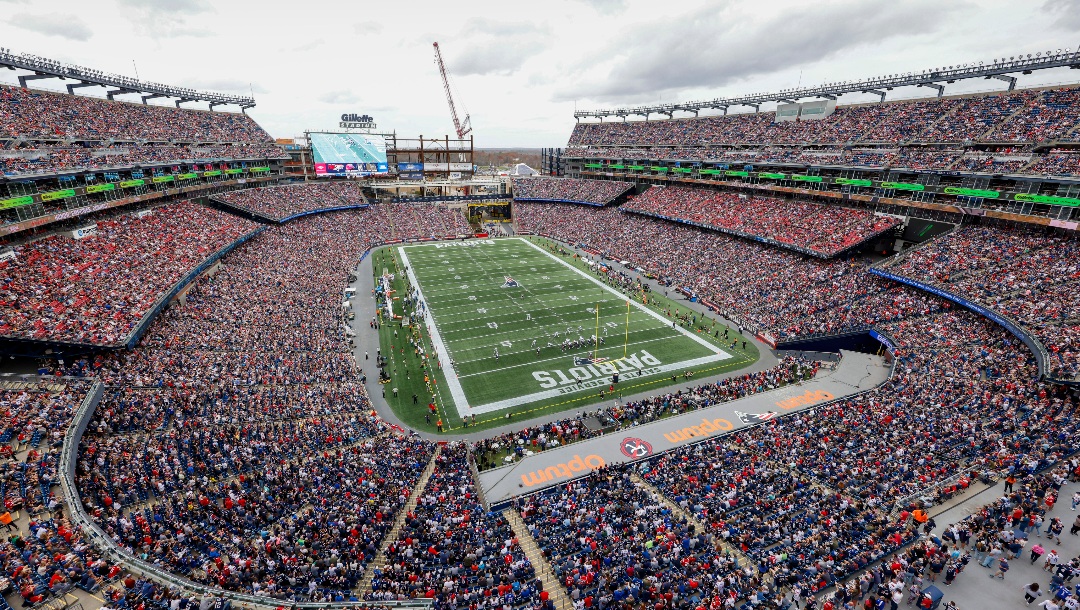 A general overall interior view of Gillette Stadium as the New England Patriots take on the Indianapolis Colts during the first half of an NFL football game, Sunday, Nov. 6, 2022, in Foxborough, Mass.