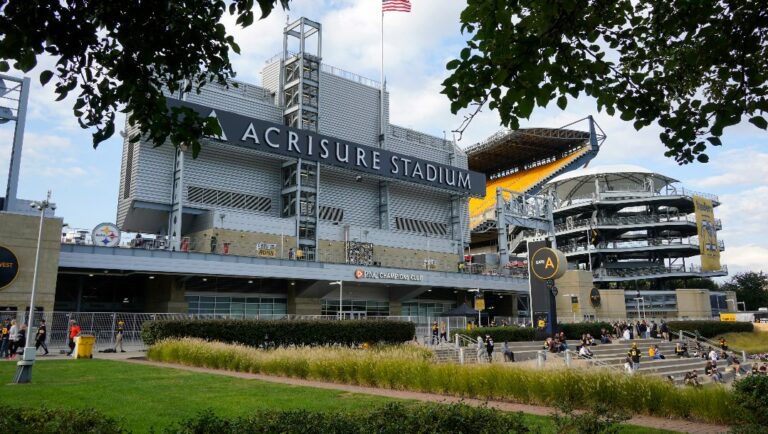 This is Acrisure Stadium before an NFL football game between the Pittsburgh Steelers and the Cleveland Browns in Pittsburgh, Monday, Sept. 18, 2023.