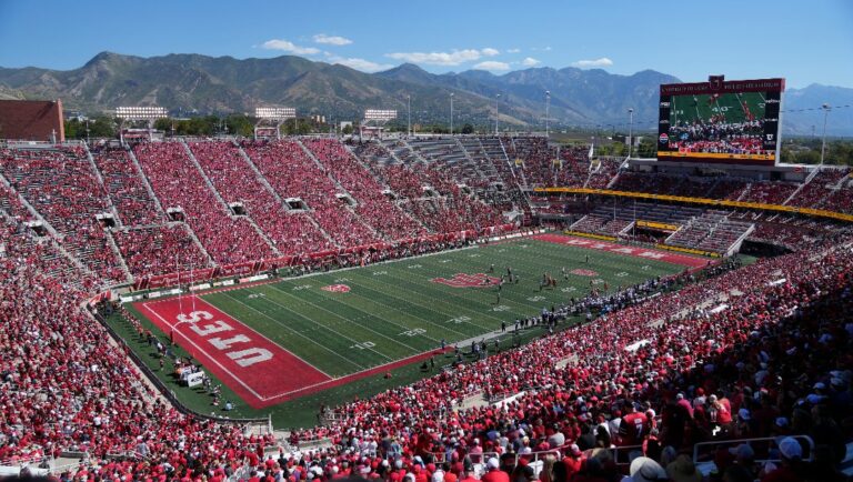 Rice-Eccles Stadium is shown during the second half of an NCAA college football game between Weber State and Utah Saturday, Sept. 16, 2023, in Salt Lake City.