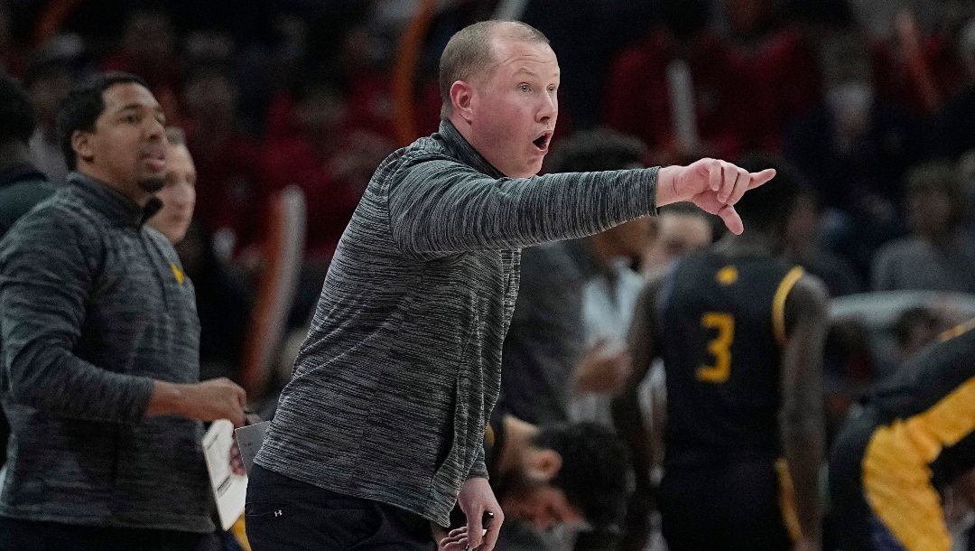 Texas A&M-Commerce coach Jaret von Rosenberg signals to players during the first half of an NCAA college basketball game against Texas in Austin, Texas, Tuesday, Dec. 27, 2022. (AP Photo/Eric Gay)