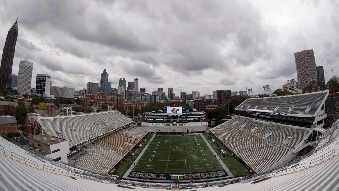 Bobby Dodd Stadium is viewed before a NCAA college football game between Georgia Tech and Miami Hurricanes, Nov. 12, 2022, in Atlanta. The home of Georgia Tech football has been renamed Bobby Dodd Stadium at Hyundai Field following a naming rights agreement between the school and the automaker, according to an announcement by the Georgia Board of Regents on Tuesday, Aug. 8, 2023.