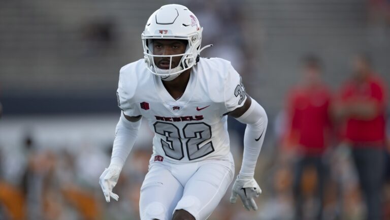 UNLV defensive back Ricky Johnson warms up before an NCAA college football game against UTEP on Saturday, Sept. 23, 2023, in El Paso, Texas.