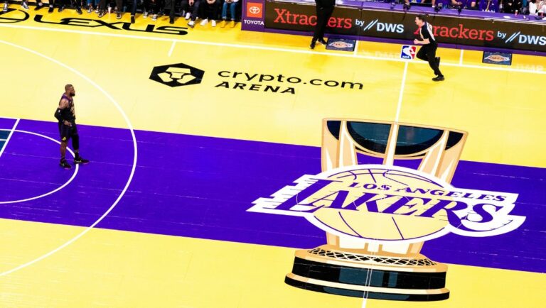 LeBron James #23 of the Los Angeles Lakers stands on the court during the In-Season Tournament on November 14, 2023.