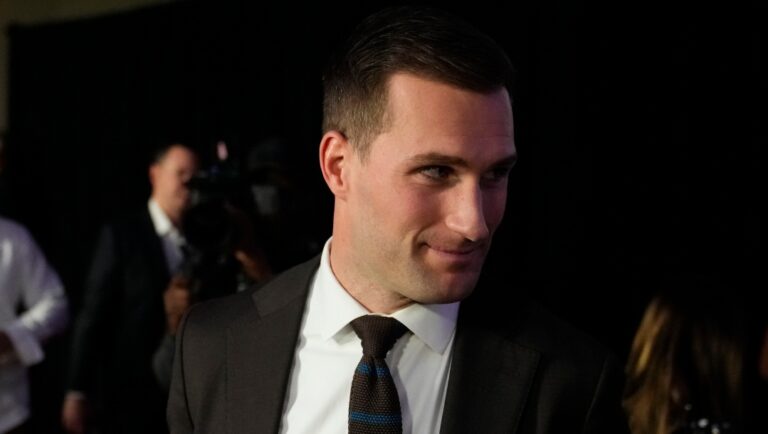 Minnesota Vikings' Kirk Cousins arrives for the NFL Honors award show ahead of the Super Bowl 57 football game, Thursday, Feb. 9, 2023, in Phoenix. (AP Photo/Ross D. Franklin)