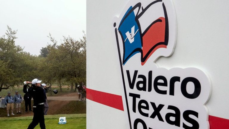 Golfer S.H. Kim, South Korea, tees off on the tenth hole moments before play was suspended due to heavy fog during the first round of the Valero Texas Open golf tournament, Thursday, March 30, 2023, in San Antonio.