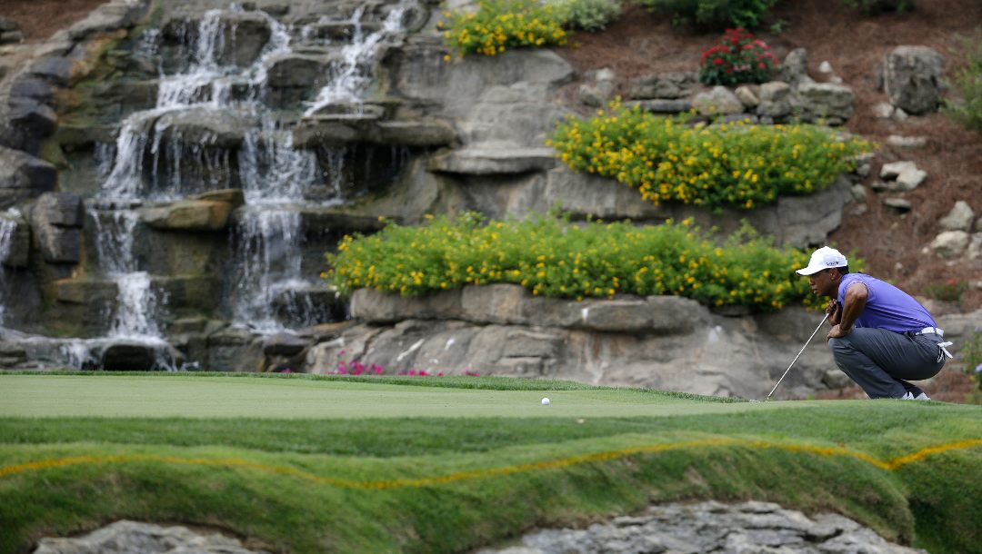 Tiger Woods lines up a putt on the 13th hole during the first round of the PGA Championship golf tournament at Valhalla Golf Club on Aug. 7, 2014, in Louisville, Ky. The PGA returns to Valhalla on May 16-19, 2024.