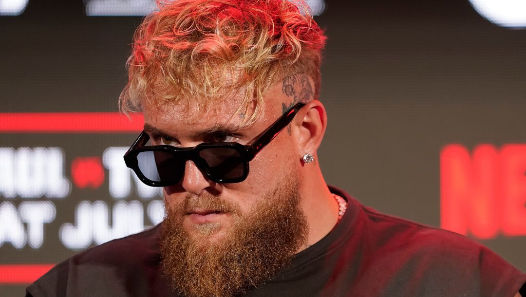 Jake Paul listens during a news conference promoting his upcoming fight against Mike Tyson, Thursday, May 16, 2024.